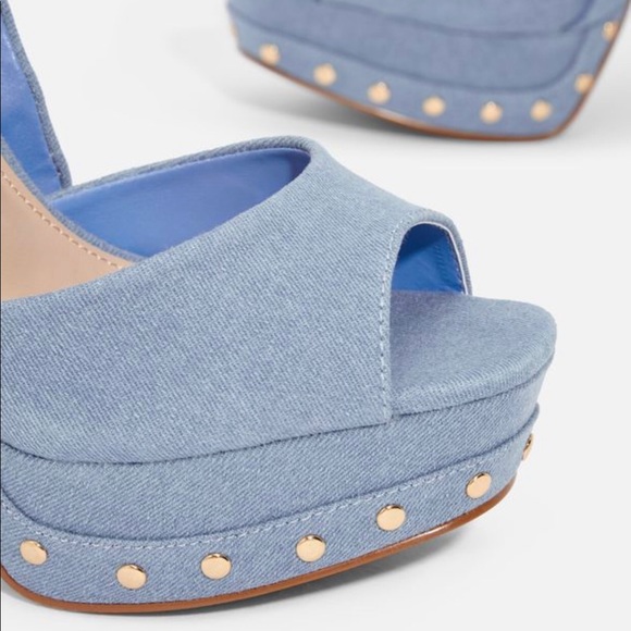 Patita Studded Denim Platform Pump 7.5 - Picture 7 of 10